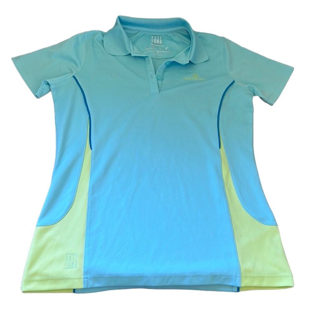 Kate Lord Performance "Grande Pines" Blue & Green Polo Top